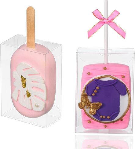 40Pcs 3.5"x 2.4"x 1.38" Clear Treat Boxes with Hole for Rice Krispie Treats, Cakesickles, Macarons, Candy - Party Favors, Birthday in Saudi Arabia