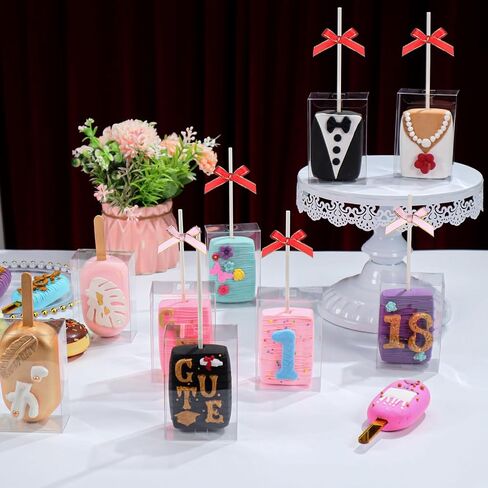 40Pcs 3.5"x 2.4"x 1.38" Clear Treat Boxes with Hole for Rice Krispie Treats, Cakesickles, Macarons, Candy - Party Favors, Birthday in Saudi Arabia