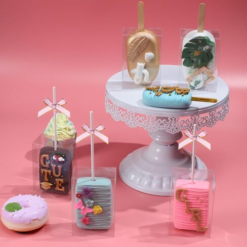 40Pcs 3.5"x 2.4"x 1.38" Clear Treat Boxes with Hole for Rice Krispie Treats, Cakesickles, Macarons, Candy - Party Favors, Birthday in Saudi Arabia