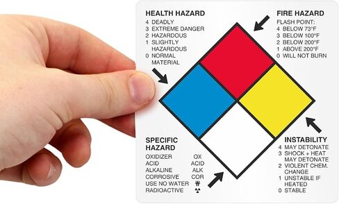 SmartSign NFPA Diamond Labels - 500/Roll ، 4 × 4 بوصات ، ملصقات الورق غير اللامعة مع مادة لاصقة دائمة ، ملصقات RTK مع دليل تصنيف للصحة/النار/التفاعل/المخاطر المحددة ، المصنوعة في الولايات المتحدة الأمريكية in Saudi Arabia