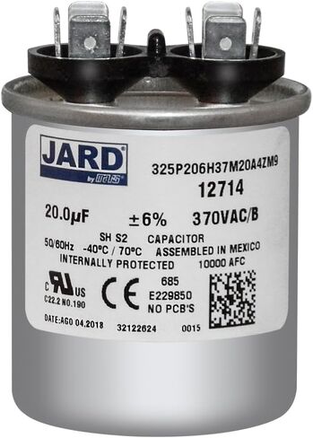 20 uf/MFD 370 VAC Round Run Capacitor Replaces 325P206H37M25N4X SE2037 2211 PRC20A TRC20 in Saudi Arabia