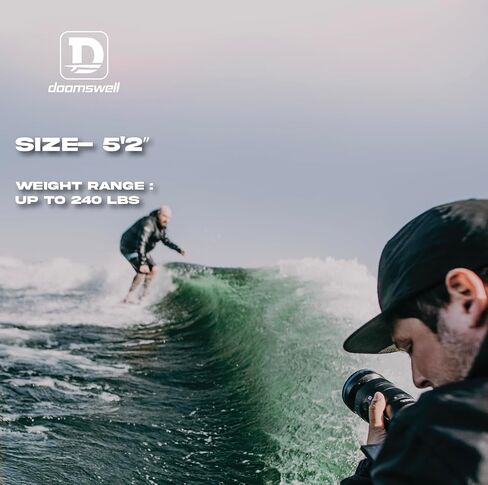 Doomswell Lithium Wakesurf Board-5'2 "Beginner Wake Surf Board للمبتدئين ولوحة Wakesurf الثابتة والأكبر لسهولة Wakesurfing ، وإعداد Tri-Fin ، والأنف المستدير ، ويدعم ما يصل إلى 240 رطلاً in Saudi Arabia
