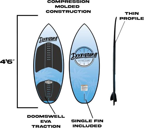 لوحة Doomswell Nitro Wakesurf-4'6 "لوحة Skim Wakesurf للتصفح المبتدئين وتصفح الأداء الوسيط | الروك المنخفض ، زعنفة واحدة ، تصميم عالي الأداء مضغوط. in Saudi Arabia