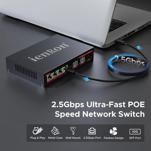10 Port Gigabit PoE Switch, 120W, IEEE 802.3af/at Compliant, 20Gbps Backplane, Plug & Play with VLAN and Lightning Protection, Fanless Design for IP Cameras and Wireless Aps,Network Monitoring in Saudi Arabia