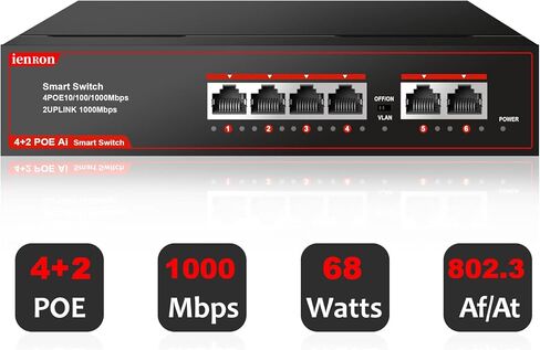 10 Port Gigabit Poe Switch ، 120W ، IEEE 802.3af/at Compliant ، 20 جيجابت في الثانية ، Place & Play مع VLAN وحماية Lightning ، وتصميم بدون مروحة لكاميرات IP و APs اللاسلكية ، ومراقبة الشبكة in Kuwait