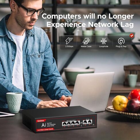 10 Port Gigabit Poe Switch ، 120W ، IEEE 802.3af/at Compliant ، 20 جيجابت في الثانية ، Place & Play مع VLAN وحماية Lightning ، وتصميم بدون مروحة لكاميرات IP و APs اللاسلكية ، ومراقبة الشبكة in Kuwait