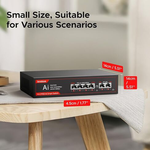 10 Port Gigabit Poe Switch ، 120W ، IEEE 802.3af/at Compliant ، 20 جيجابت في الثانية ، Place & Play مع VLAN وحماية Lightning ، وتصميم بدون مروحة لكاميرات IP و APs اللاسلكية ، ومراقبة الشبكة in Kuwait