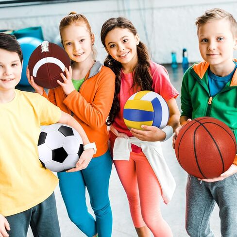 Hydren 4 PCS كرات رياضية متنوعة تم تعيينها للأطفال العودة إلى المدرسة الرسمية لكرة السلة وكرة القدم وكرة القدم والكرة الطائرة مع حقيبة حمل معدات وهدية مضخة للطفل في الهواء الطلق in Saudi Arabia