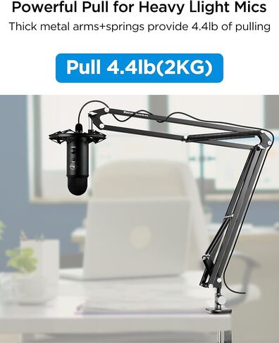 Bietrun Mic Arm Desk Mount(Longer)for Shure SM7B/MV7/Blue Yeti/Nano/Hyperx Quadcast, Adjustable 360° Rotatable Universal Heavy Duty Metal Mic Arm with 3/8" to 5/8" Adapter, Cable Trough, Headset Hook in Saudi Arabia