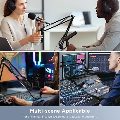 Bietrun Mic Arm Desk Mount(Longer)for Shure SM7B/MV7/Blue Yeti/Nano/Hyperx Quadcast, Adjustable 360° Rotatable Universal Heavy Duty Metal Mic Arm with 3/8" to 5/8" Adapter, Cable Trough, Headset Hook in Saudi Arabia