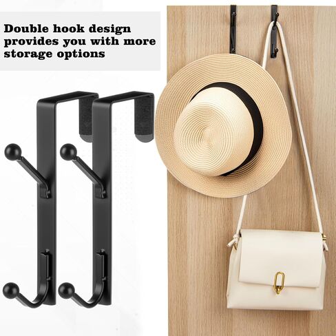 Blulu 4 Pack Over the Door Double Hooks ، غرفة نوم الخلفية من شماعات الأبواب المعدنية منظم الخطافات التوأم لتعليق الملابس ، المناشف ، المعاطف ، القبعات ، الأكياس ، أرمية الاستحمام (الفضة) in Saudi Arabia