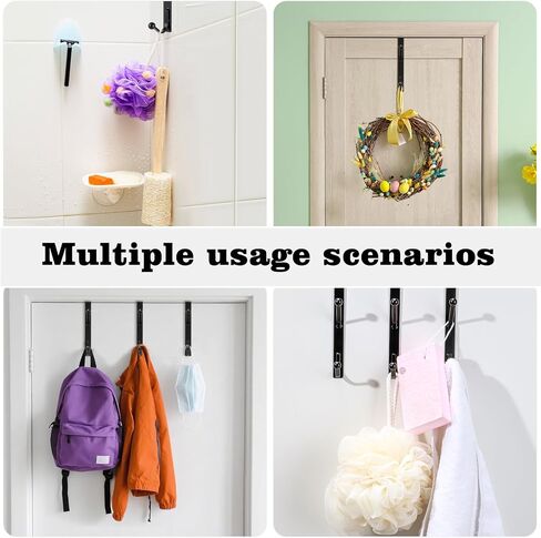 Blulu 4 Pack Over the Door Double Hooks ، غرفة نوم الخلفية من شماعات الأبواب المعدنية منظم الخطافات التوأم لتعليق الملابس ، المناشف ، المعاطف ، القبعات ، الأكياس ، أرمية الاستحمام (الفضة) in Saudi Arabia