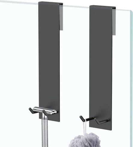 Stainless Steel Shower Door Hooks (2-Pack) - Heavy Duty Bathroom Towel Hooks for Frameless Glass Showers, No Drill Hanging Hooks for Robes, Towels, Loofahs - Rustproof & Easy Install in Saudi Arabia