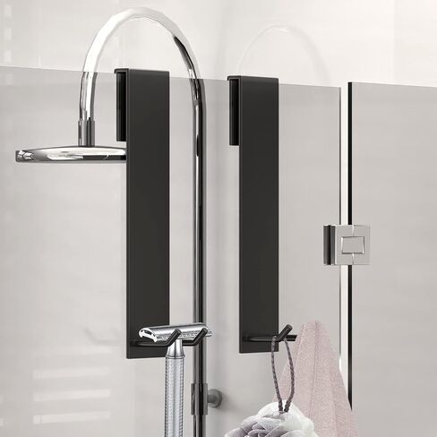 Stainless Steel Shower Door Hooks (2-Pack) - Heavy Duty Bathroom Towel Hooks for Frameless Glass Showers, No Drill Hanging Hooks for Robes, Towels, Loofahs - Rustproof & Easy Install in Saudi Arabia