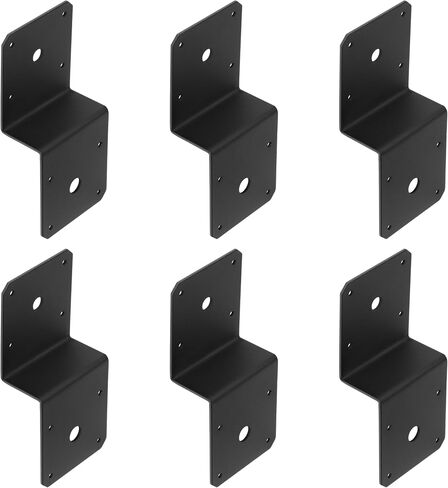 6 PCS Black 2" Post to Beam Z Tie Plate , Deck Joist Tie Plate Fit 2x4 Cross Joist and 4x4 Post, 13 Gauge Metal Joint Thickness 2.2 mm Corner Brace for Roofing Trusses Wood Timber Connectors in Kuwait