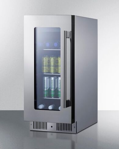 Summit 15" Beverage Center, 2.6 cu.ft. Capacity, Stainless Steel & Glass- CL156BV1CSS (Left Hand Door) in Saudi Arabia