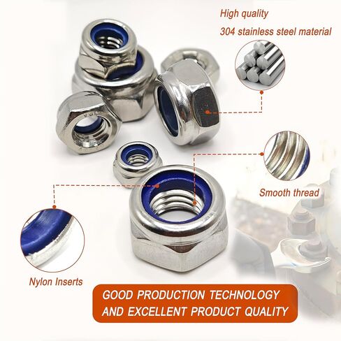 NYLON INSERT LOCK NUTS 401PCS 304 FESTER NYLON NYLON LOCKNUTS METIC DIN 985 مجموعة مجموعة من المكسرات القفل مع مربع التخزين M3 إلى M12 مقاوم للتآكل لمادة RC Machinery Machinery DIY in Saudi Arabia