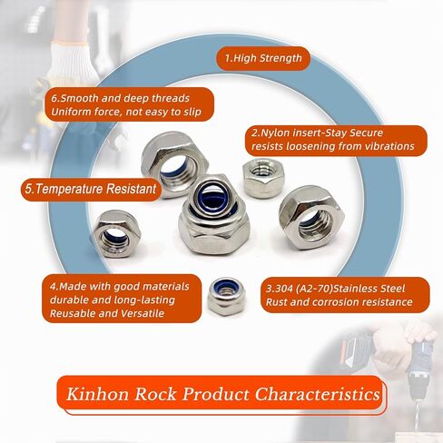 NYLON INSERT LOCK NUTS 401PCS 304 FESTER NYLON NYLON LOCKNUTS METIC DIN 985 مجموعة مجموعة من المكسرات القفل مع مربع التخزين M3 إلى M12 مقاوم للتآكل لمادة RC Machinery Machinery DIY in Saudi Arabia