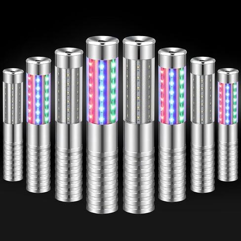 8 Pieces RGB LED Strobe Baton Light Rechargeable Bottle Service Sparklers Stick Reusable Champagne Bottle Handheld LED for Club Stage Nightclub Party Concert Event Bar Outdoor - Silver in Saudi Arabia