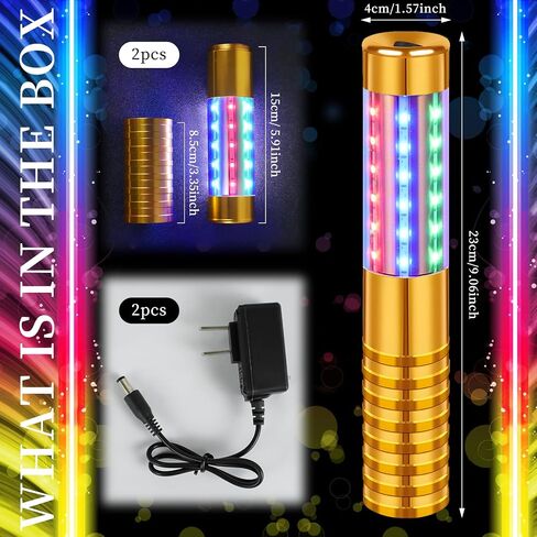 8 Pieces RGB LED Strobe Baton Light Rechargeable Bottle Service Sparklers Stick Reusable Champagne Bottle Handheld LED for Club Stage Nightclub Party Concert Event Bar Outdoor - Silver in Saudi Arabia