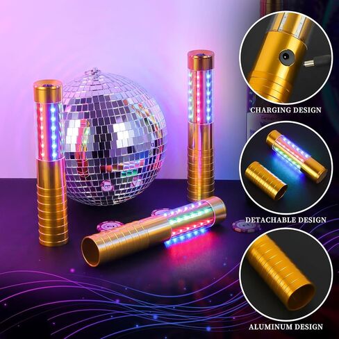 8 Pieces RGB LED Strobe Baton Light Rechargeable Bottle Service Sparklers Stick Reusable Champagne Bottle Handheld LED for Club Stage Nightclub Party Concert Event Bar Outdoor - Silver in Saudi Arabia