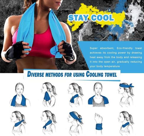 4 Packs Cooling Towel (40 x 12), Ice Towel, Microfiber, Soft Breathable Chilly Towel Stay Cool for Yoga, Workout, Sport, Gym, Camping, Fitness, Running, Workout & More Activities - Multicolor in Saudi Arabia