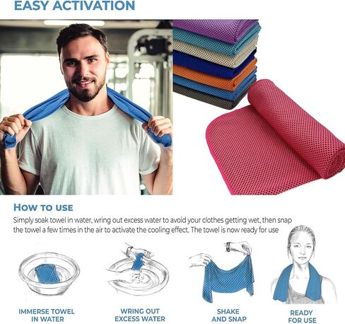 4 Packs Cooling Towel (40 x 12), Ice Towel, Microfiber, Soft Breathable Chilly Towel Stay Cool for Yoga, Workout, Sport, Gym, Camping, Fitness, Running, Workout & More Activities - Multicolor in Saudi Arabia