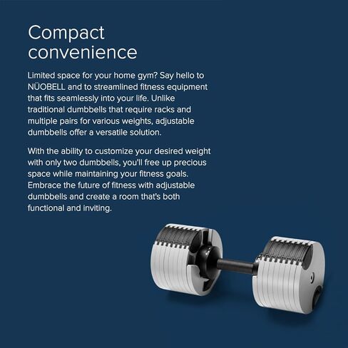 NÜOBELL® Adjustable Dumbbell Set, 5-50 LB or 5-80 LB, Easy Twist 2024-25 Model, All-In-One Weights Set (Pair) for Home, Original Manufacturer in Kuwait