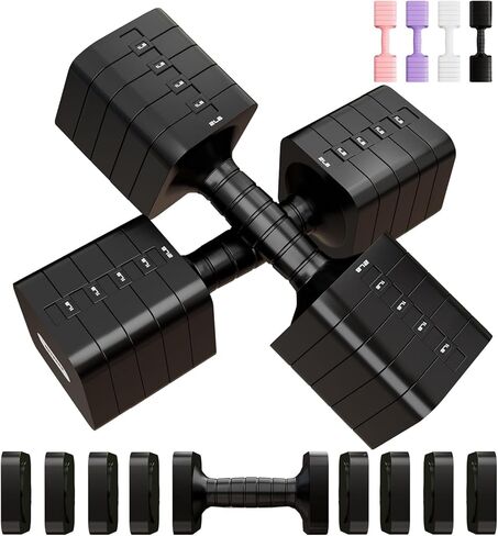 Adjustable Dumbbell Set for Women Men 16LB 20LB Hand Weights Dumbbells Sets Woman Exercise Fitness dumbbell Adjust dumbbells set of 2 for Home Gym Workout Strength Training Equipments in Kuwait