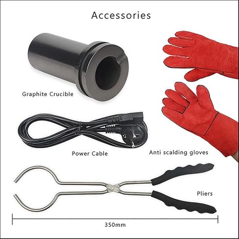 Gold Melting Furnace | 1800W Electric Smelting Furnace Kit 2102 ℉Auto Digital Metal Melting Furnace Refining Casting Furnace with Graphite Crucible for Melt Scrap, Silver, Gold, Copper(3kg) in Kuwait