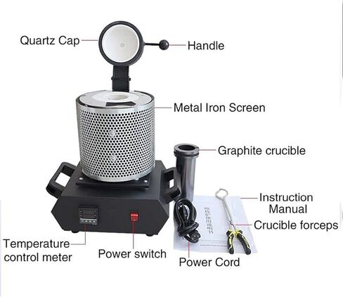 Melting Furnace 1600W 110V/220V - High Temperature Electric Furnace with Graphite Crucible for Metal Melting and Laboratory Use in Kuwait