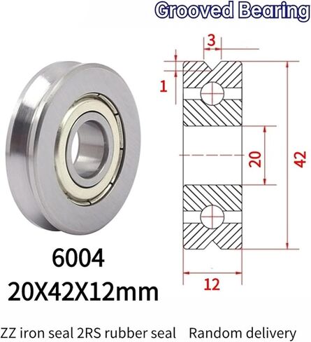 10PCS Straightening Mixed Wheel Over Line with Groove Bearing V6004 20X42X12MM Pulley V Groove Type(V6004-2-1) in Saudi Arabia