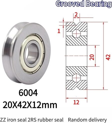 10PCS Straightening Mixed Wheel Over Line with Groove Bearing V6004 20X42X12MM Pulley V Groove Type(V6004-2-1) in Saudi Arabia