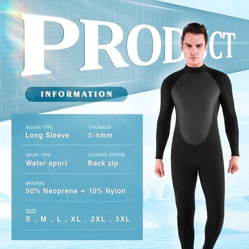 Mens Womens Wetsuit 5/4mm Neoprene Scuba Diving Long Sleeve Back Zipper Thermal Wet Suits Cold Water Keep Warm in Saudi Arabia