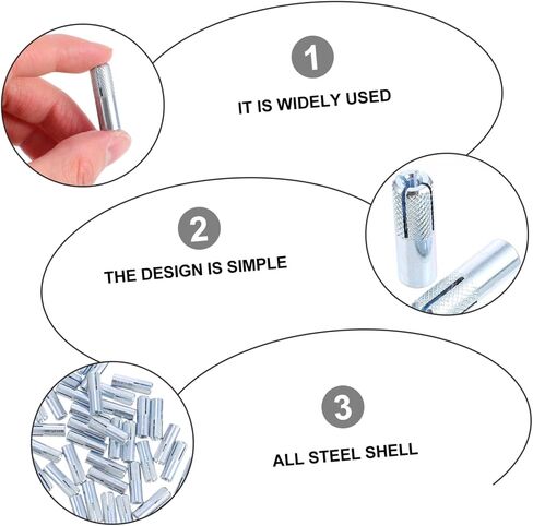 PRETYZOOM 50 Pcs Expansion Screw Concrete Anchors Plaster Wall Anchors Screws Fastener Concrete Anchor Zinc Plated Screw Anchors Expansion Anchor Heavy Duty Wall Anchors Silver Carbon Steel in Saudi Arabia