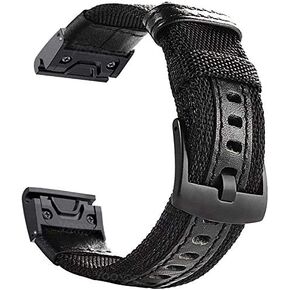 حزام ساعة لـ Fenix ​​6X / Fenix ​​5X، حزام معصم عسكري من النايلون المتين سريع التركيب مقاس 26 مم لـ Garmin Fenix ​​5X Plus، Fenix ​​6X Pro/Sapphire، Enduro، Tactix Charlie/Delta (أسود) in Kuwait