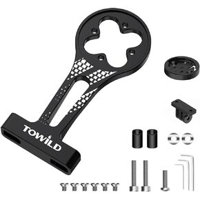 Bike Computer Mount for Road Bike Aero Integrated Handlebar Out Front Mount Aluminium Alloy Compatible with Garmin,Wahoo,and Bryton with GoPro Action Camera and TOWILD Bike Light