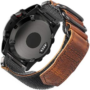 متوافق مع سوار ساعة Garmin، حزام ساعة جلدي رياضي لـ Fēnix/Instinct/Tactix/Vivoactive/Approach/MARQ/Quatix/D2/Forerunner/Enduro، 20/22/26 مم