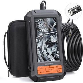 كاميرا DEPSTECH ذات عدسة مزدوجة بطول 50 قدمًا مع ضوء، منظار HD 1080P مع شاشة مقسمة، كاميرا فحص المجاري المقاومة للماء مقاس 7.9 مم، كاميرا ثعبان مرنة شبه صلبة لجدار أنبوب الصرف، حقيبة حمل in Kuwait