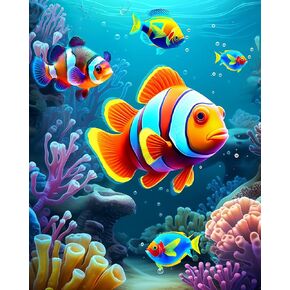 HONGYA Paint by Numbers Kit for Adults,Adults' Paint-by-Number Kits, Painting by Numbers for Adults kit, DIY Underwater World Mermaid for Wall Decor 16x20''Without Framed (B-10)