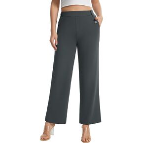 AFITNE Women's Yoga Dress Pants High Waist Pull On Dressy Work Pants Stretchy Business Casual Ankle Length Trousers