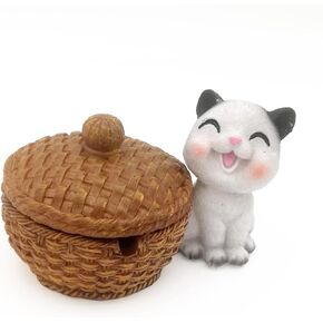 Cute Cat Ashtray with Lid Set, Natural Resin Ash Tray Indoor Outdoor, Creative Smokeless Waterproof, Ash Holder for Home, Office, Birthday Gift for Men Women