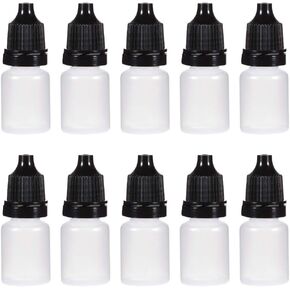 uxcell Plastic Dropper Bottles, 5ml/0.17 oz Empty Squeezable Dropper Bottle with Cap, Black, Pack of 10