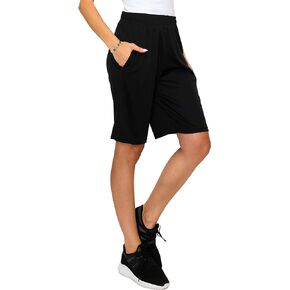 EttelLut - Women's Knee Length Loose Shorts with Side Pockets & Drawstring - Great for Workout, Gym, Athletic, Running & Yoga