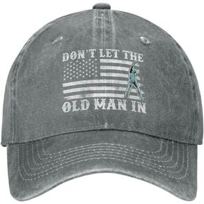 Don't let The Old Man in Vintage American Flag Hat Low Profile Caps Adjustable Strap for Men Women