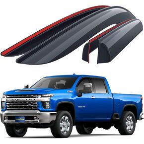 Goodyear Shatterproof Window Deflectors for Trucks Chevrolet (Chevy) Silverado/GMC Sierra 2500HD,3500HD 2020-2024 Crew Cab, Tape-on Rain Guards, Vent Deflector, Truck Accessories, 4pcs-GY003181LPv2
