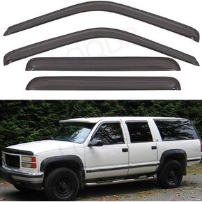 Set of 4 Front+Rear Smoke Sun/Rain Guard Outside Mount Tape-On Acrylic Window Visors Compatible with 92-00 C/K Crew Cab 92-99 Suburban 95-99 Tahoe/Yukon 4-Door 00 5.7L V8 99-00 Escalade