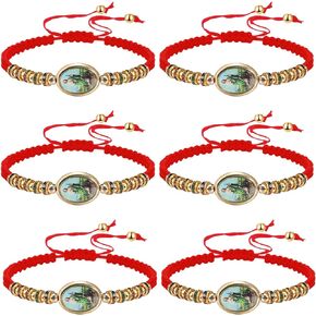 6 Pieces Virgen de Guadalupe Bracelet San Judas Bracelet Handmade Braided Adjustable String Cord Beads for Religious Protection Women Men Teens