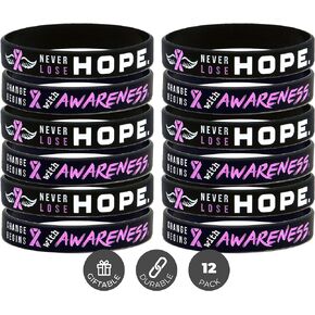 Inkstone Breast Cancer Awareness Pink Ribbon Silicone Wristbands
