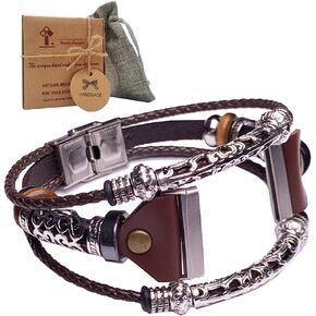 Vintage_Band Vintage Stylish Versa 3 Bands for Men Women Boys and Girls,m/l Leather Watch Band Compatible with Fitbit Versa 3 & Sense, Classic Black